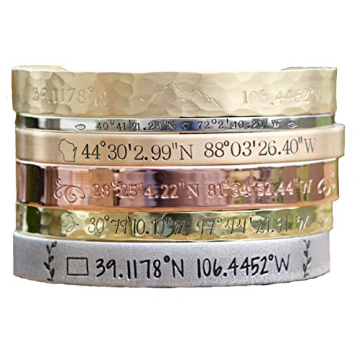 Algopix Similar Product 15 - Personalized Coordinate Cuff Bracelet