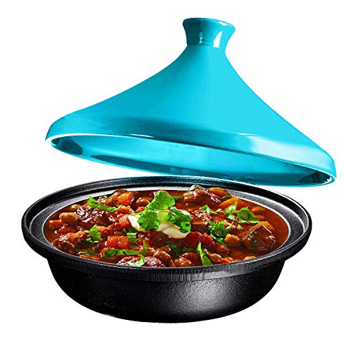 Algopix Similar Product 6 - Cast Iron Tagine Pot Enameled Marine