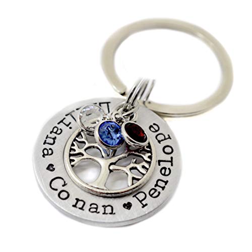 Algopix Similar Product 12 - Family Tree Birthstone Keychain 