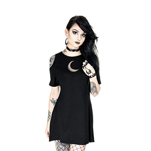 Algopix Similar Product 17 - Crescent Moon  Cold Shoulder Gothic