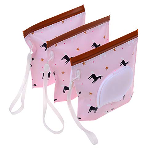 Algopix Similar Product 18 - 3PCS Unicorn Wet Wipe Pouch Reusable