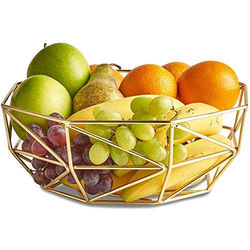 Algopix Similar Product 6 - VonShef Gold Geo Fruit Bowl Stainless