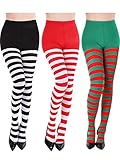 Algopix Similar Product 12 - 3 Pairs Striped Tights Full Footed