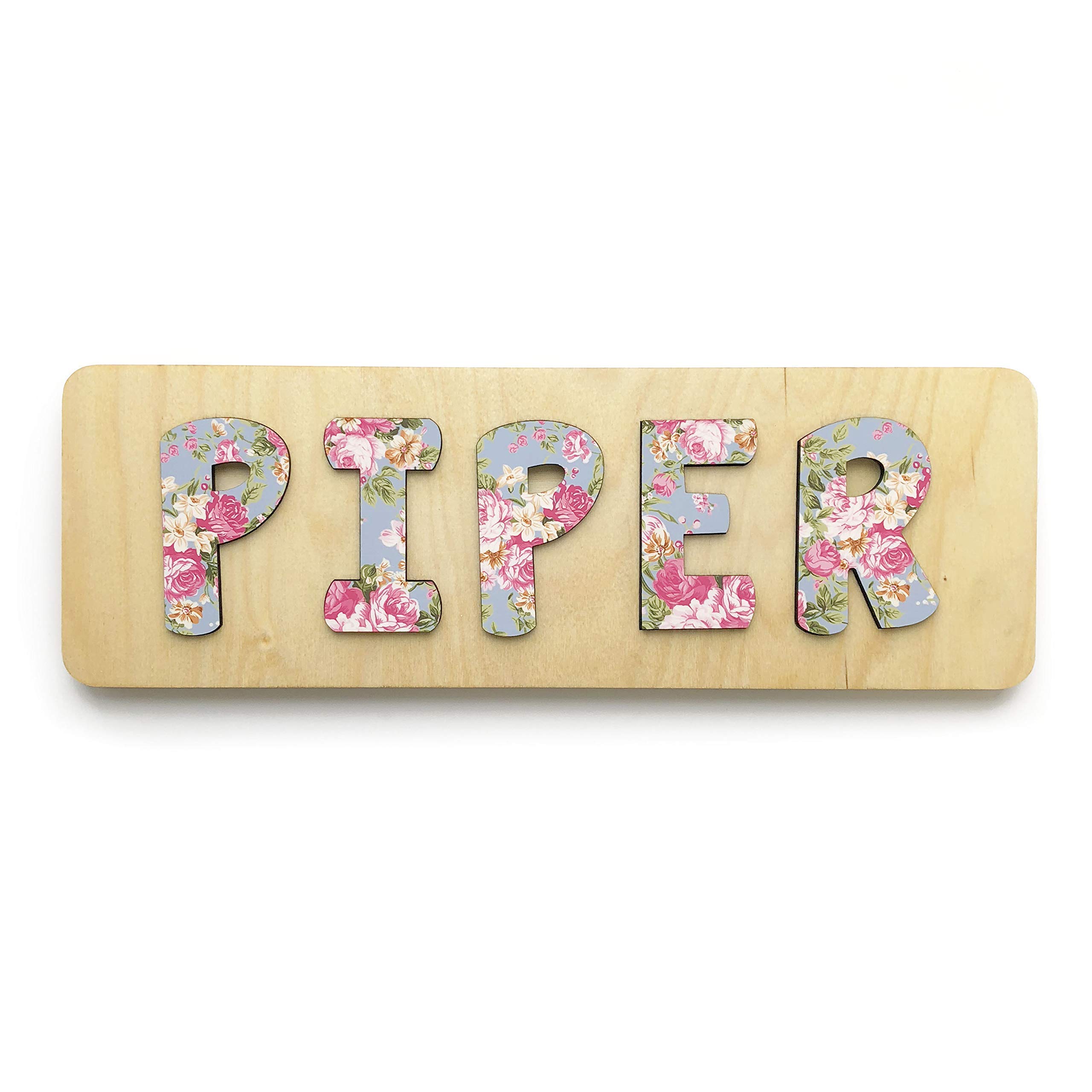 Algopix Similar Product 14 - Floral Wooden Name Puzzle Personalized