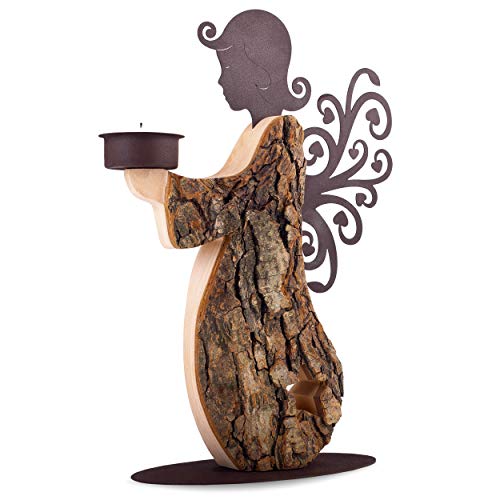 Algopix Similar Product 4 - Forest Decor Wood Angel Tealight Candle