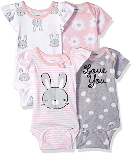Algopix Similar Product 2 - Gerber Baby Girls 4Pack ShortSleeve