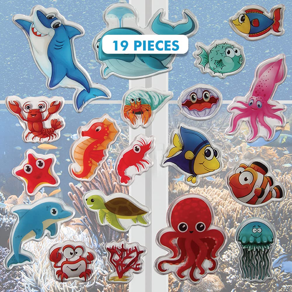 Algopix Similar Product 5 - Ocean Sea Animal Gel Window Clings for