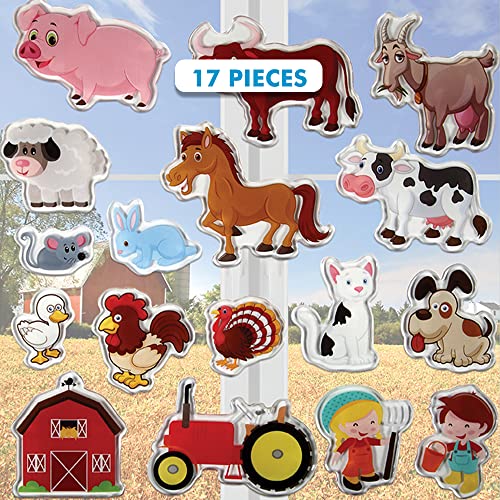 Algopix Similar Product 12 - Farm Animals Gel Window Clings for Kids