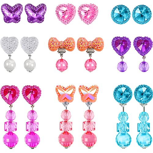 Algopix Similar Product 13 - Hicarer 9 Pairs Girls Clipon Earrings