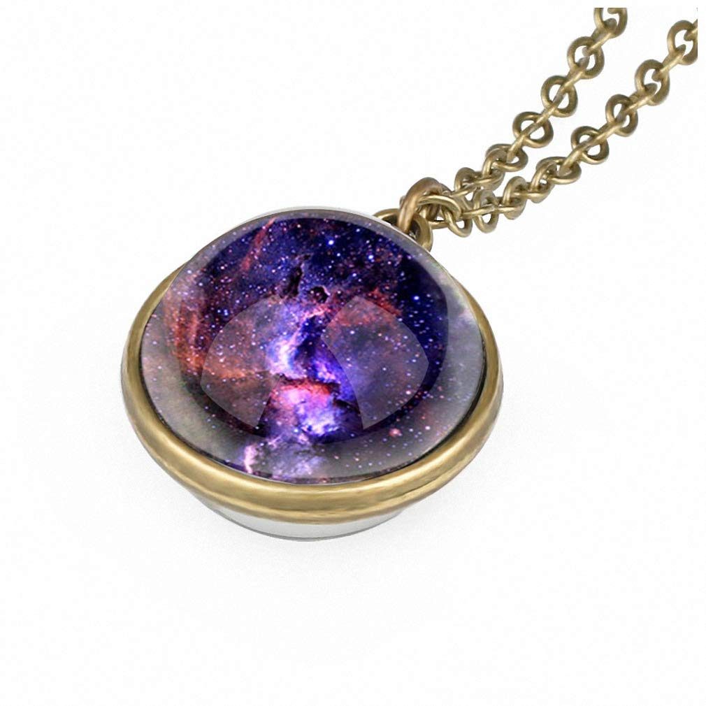 Algopix Similar Product 5 - Galaxy Pendant Necklaces Nebula Double