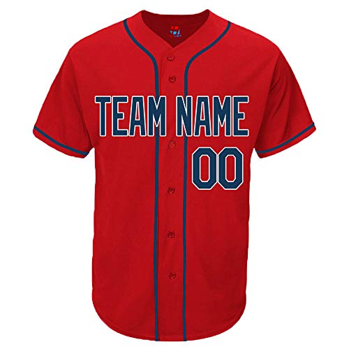 Algopix Similar Product 2 - Pullonsy Red Custom Baseball Jersey for
