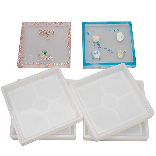 Algopix Similar Product 5 - 4 Pack DIY Square Coaster Silicone