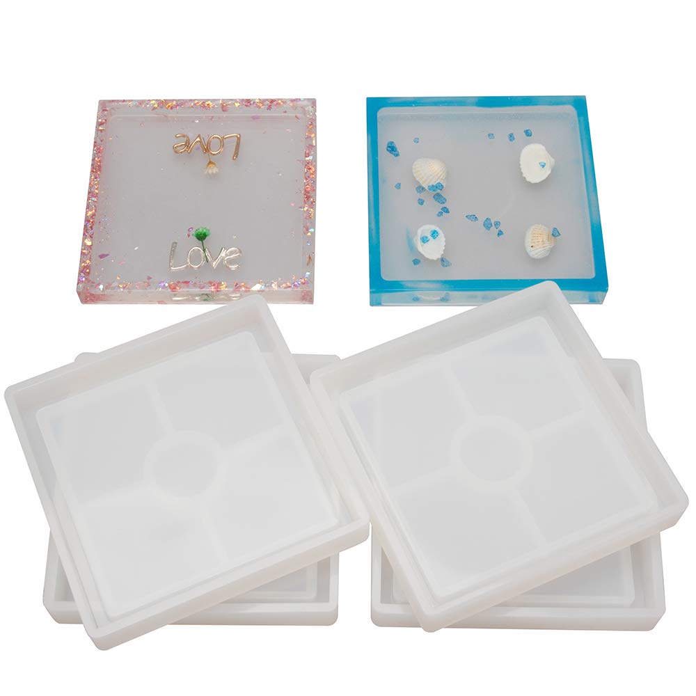 Algopix Similar Product 18 - 4 Pack DIY Square Coaster Silicone