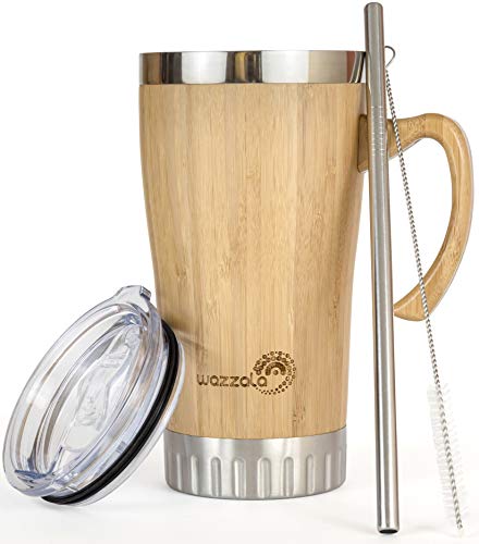 Algopix Similar Product 9 - Bamboo Travel Mug with Handle  Leak