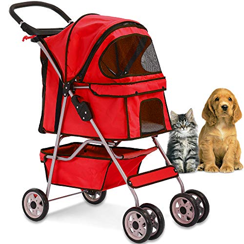 Algopix Similar Product 2 - 4 Wheels Pet Stroller Cat Dog Cage