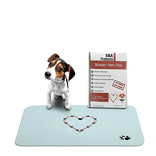 Algopix Similar Product 20 - Cute Washable Puppy Pee Pads 4 Pack