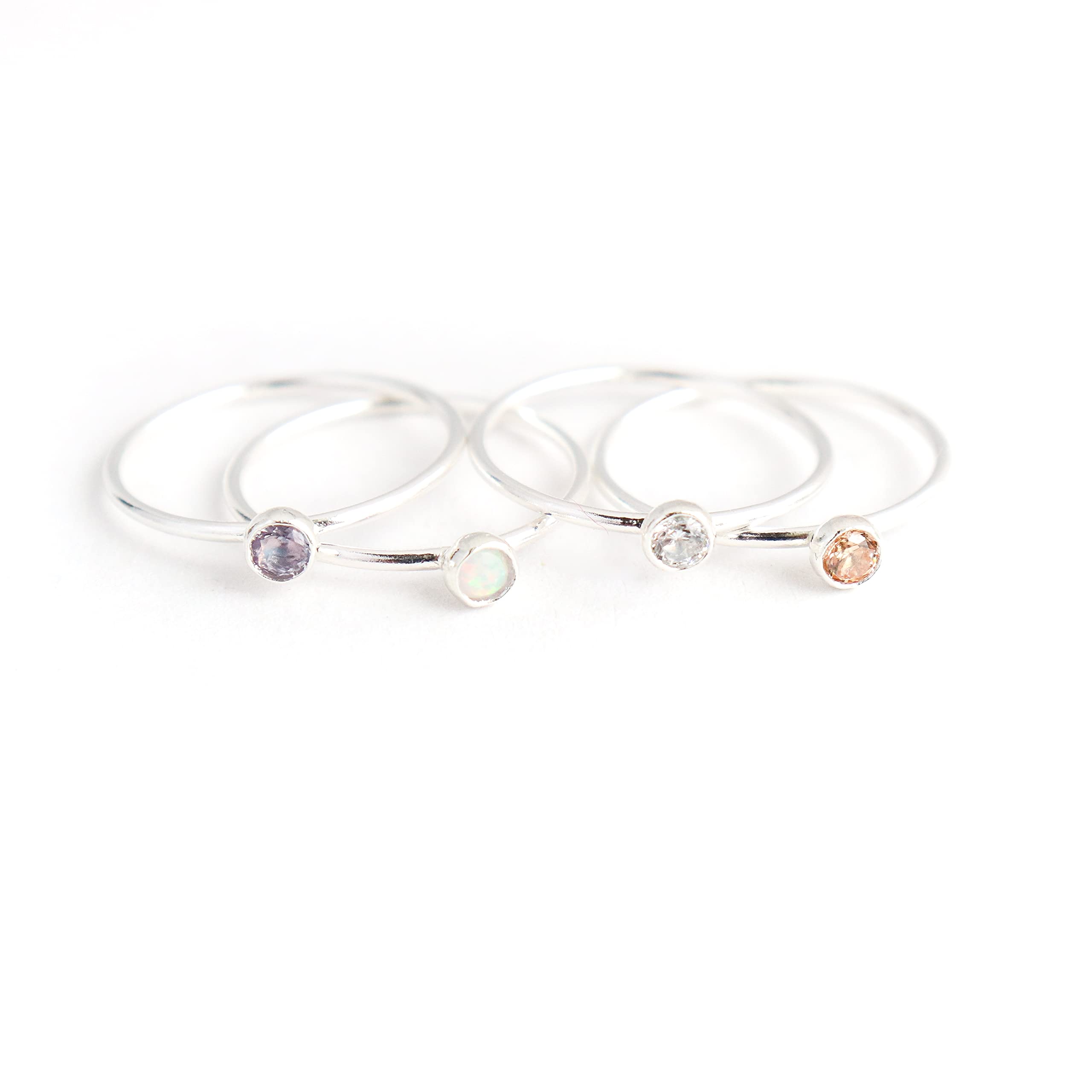 Algopix Similar Product 14 - birthstone ring ONE stackable