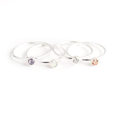 Algopix Similar Product 12 - birthstone ring ONE stackable