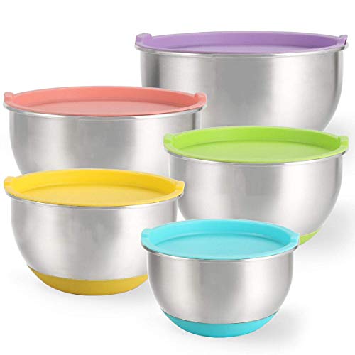 Algopix Similar Product 13 - Mixing Bowls Set of 5 Raking Stainless
