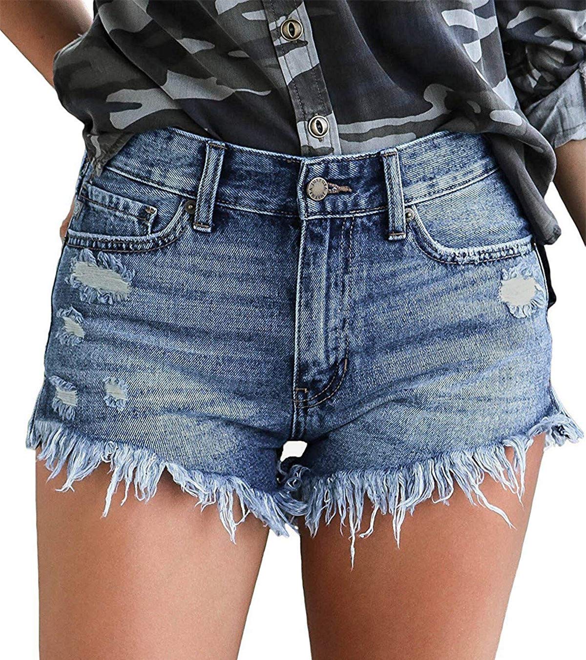 Algopix Similar Product 8 - onlypuff Distressed Jean Shorts for