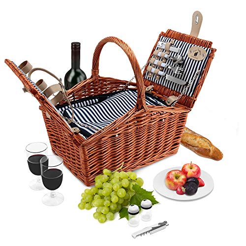 Algopix Similar Product 4 - Wicker Picnic Basket Set 2 Person