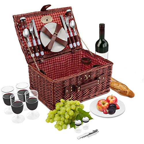 Algopix Similar Product 15 - Wicker Picnic Basket Set 4 Person