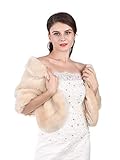 Algopix Similar Product 1 - Edary Women Wedding Faux Fur Wrap Beige