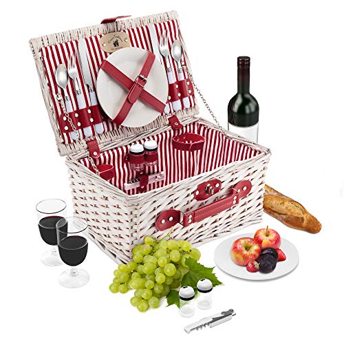 Algopix Similar Product 8 - Wicker Picnic Basket Set 2 Person