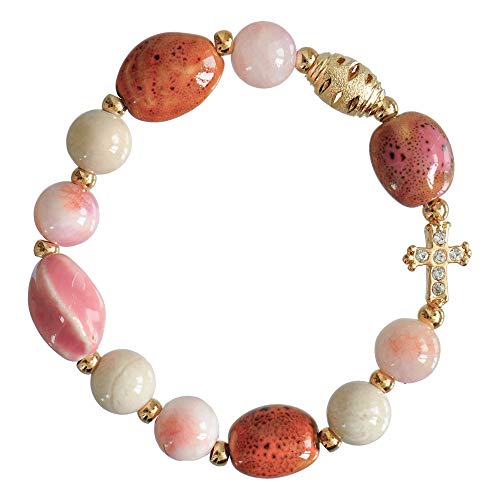 Algopix Similar Product 7 - GemstoneCeramic PinkWhite 10mm Rosary