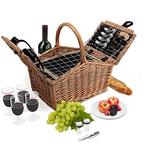 Algopix Similar Product 10 - Wicker Picnic Basket 4 Person Deluxe