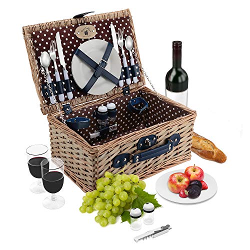 Algopix Similar Product 13 - Wicker Picnic Basket Set 2 Person