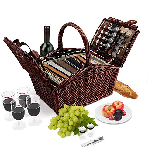 Algopix Similar Product 19 - Wicker Picnic Basket 4 Person Deluxe