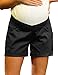 Algopix Similar Product 17 - Black Maternity Summer Shorts for