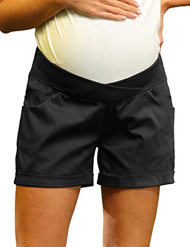 Algopix Similar Product 19 - Black Maternity Summer Shorts for