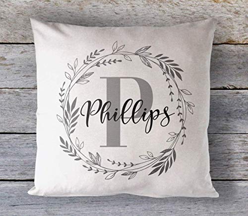 Algopix Similar Product 2 - Personalized Name Wreath Pillow Cover