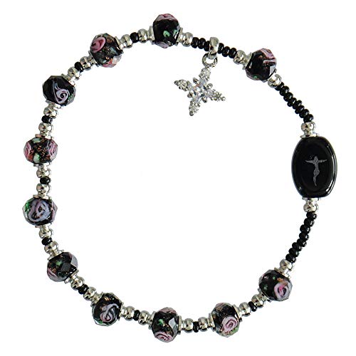 Algopix Similar Product 15 - Murano Glass Plum Swirl 8mm Rosary