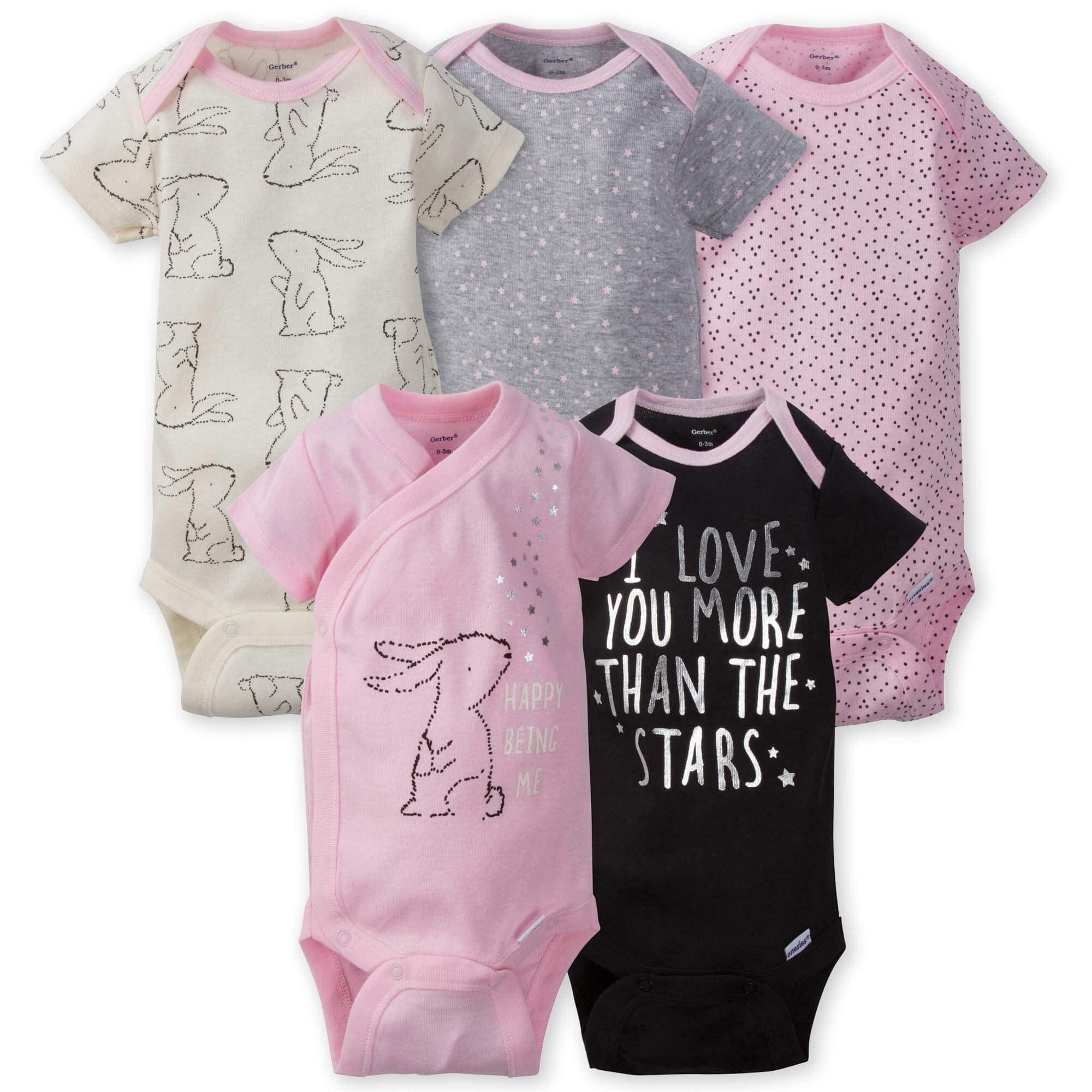 Algopix Similar Product 5 - Gerber babygirls 5pack Short Sleeve