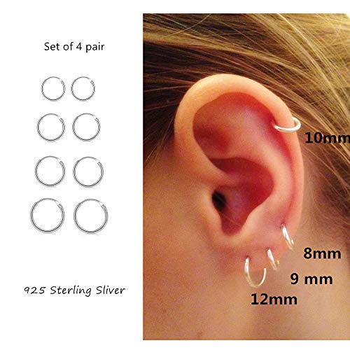 Algopix Similar Product 15 - 4 Pair Sterling Silver Small Endless