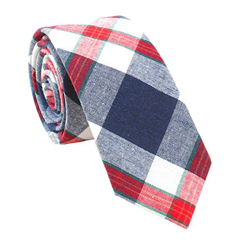Algopix Similar Product 11 - Levao Mens Cotton Plaid Tie Skinny