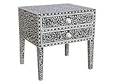Algopix Similar Product 9 - Bone Inlay Leaf Pattern Bedside Table