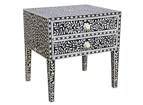 Algopix Similar Product 19 - Bone Inlay Leaf Pattern Bedside Table