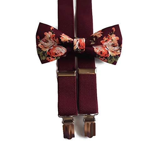 Algopix Similar Product 16 - Burgundy floral bow tie roses pattern