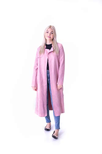 Algopix Similar Product 18 - Solitaire Faux Suede Long Trench Coat