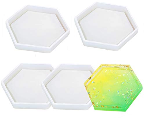 Algopix Similar Product 11 - 4 Pack Hexagon Silicone Coaster Molds 