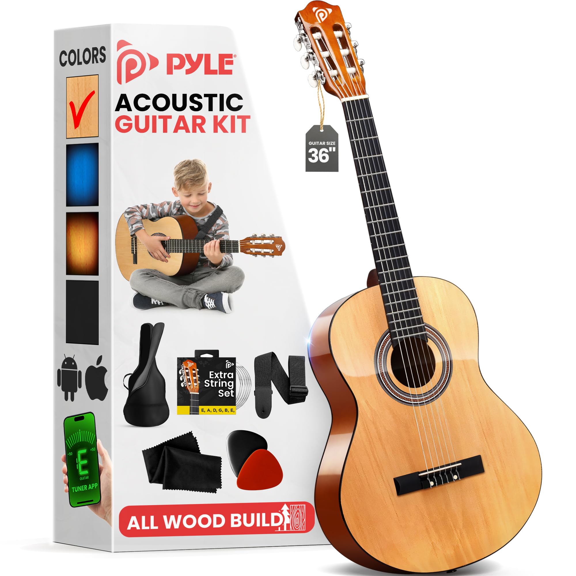 Algopix Similar Product 14 - Pyle Beginner Acoustic Guitar Kit 34