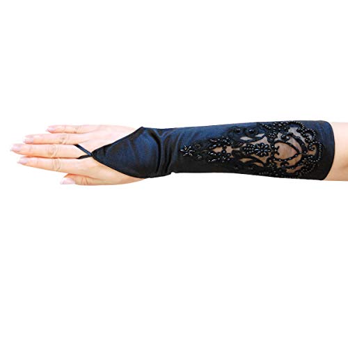 Algopix Similar Product 18 - ZAZA BRIDAL Satin Fingerless Gloves
