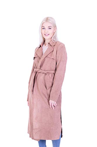 Algopix Similar Product 15 - Solitaire Faux Suede Long Trench Coat