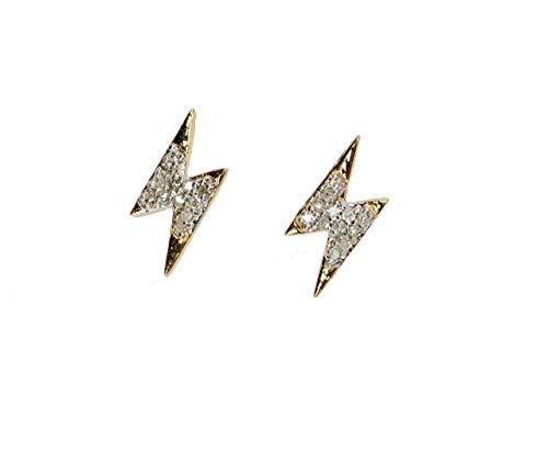Algopix Similar Product 9 - Diamond Lightning Bolt Stud Earring