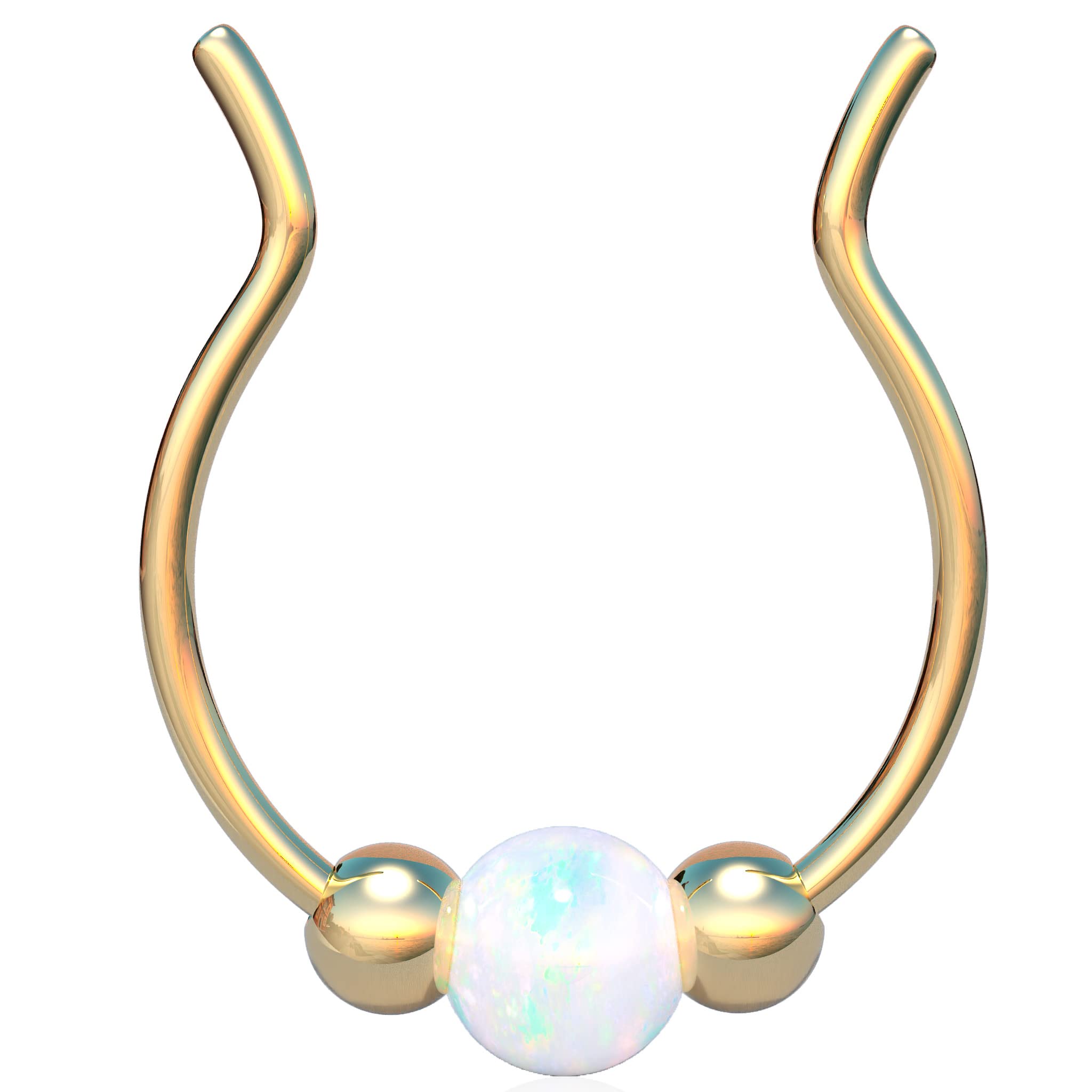 Algopix Similar Product 14 - Clip On Septum Ring White Opal Thin