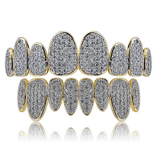 Algopix Similar Product 12 - TOPGRILLZ 18K Gold Plated Iced Out